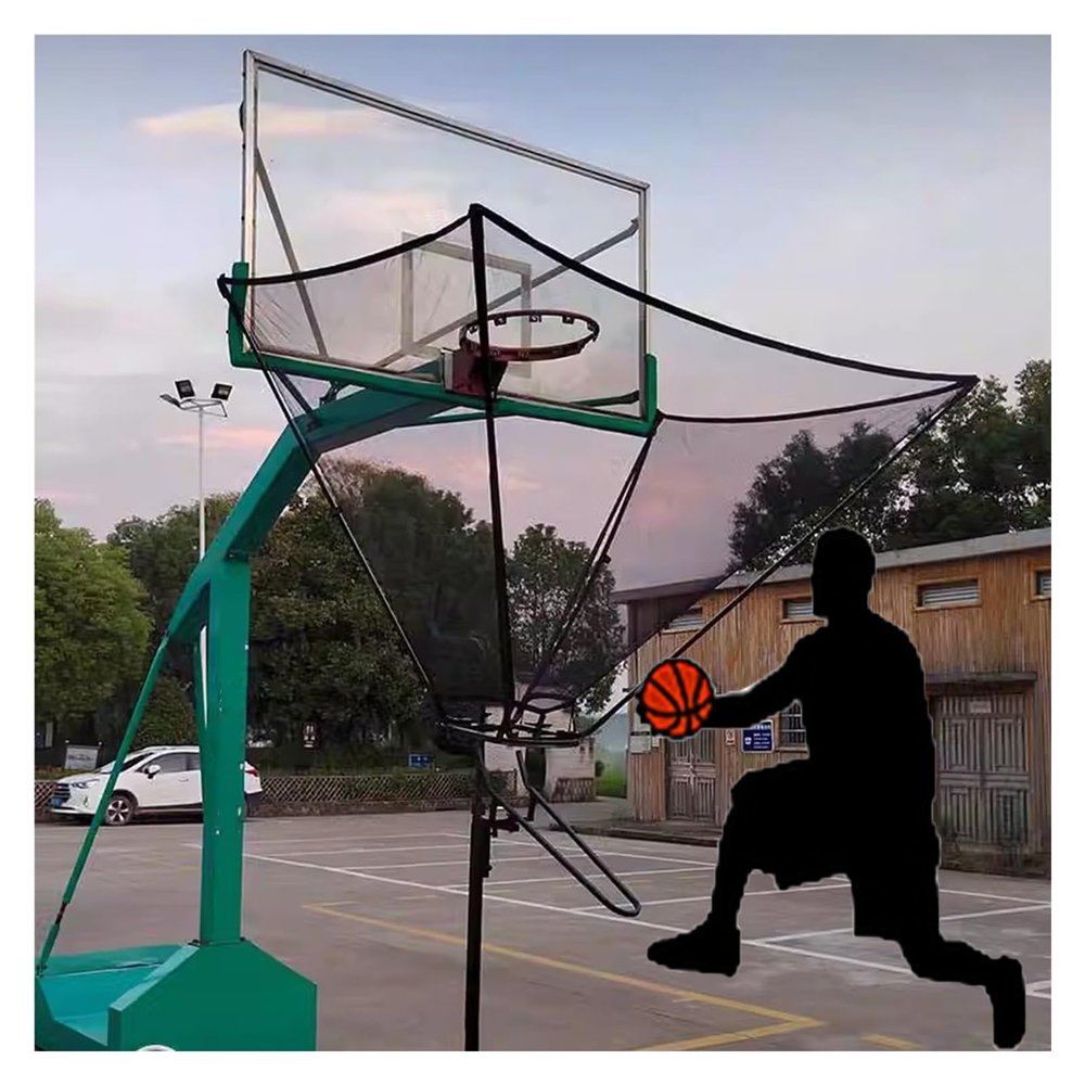 Basketball Rebounder Return System, Outdoor Indoor 180 Rotatable Hanging Basketball Shot Returner for Basketball Goal Free-Throw Practice