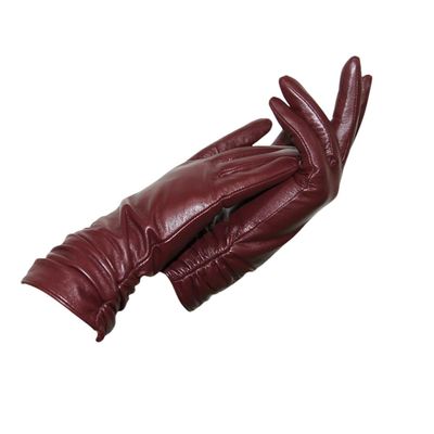 Women's Genuine Leather Gloves Winter Fashion Sheepskin Thickened Arm Warm Leather Gloves