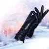 Women's Genuine Leather Gloves Winter Fashion Sheepskin Thickened Arm Warm Leather Gloves view 4