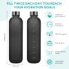 25oz/750ml Motivational Sports Water Bottle, Water Bottle with Drinking Time Marker, Wide Mouth Leakproof Sports Water Bottle, Tritan Material, BPA Free, with Shoulder Strap (black) view 2