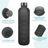 25oz/750ml Motivational Sports Water Bottle, Water Bottle with Drinking Time Marker, Wide Mouth Leakproof Sports Water Bottle, Tritan Material, BPA Free, with Shoulder Strap (black) view 3