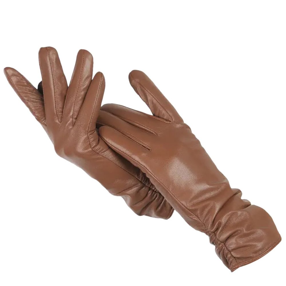 Classic Wrinkled Leather Gloves For Women Genuine Leather Gloves Sheepskin Winter Warm Gloves