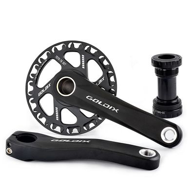 Mountain Bike Crankset,110/127/140/150/155/160MM Bike Crank Arms, Hollow Integrated Folding Bicycle Crank With 28/30/32/34/36T Single Speed Round Narrow Wide Chainring 7-12S With BB(36T,160mm)