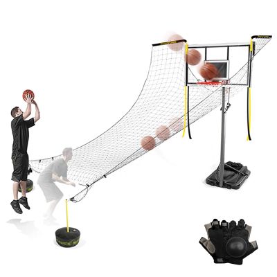 Basketball Rebounder Attachment Automatic, Indoor Outdoor Return Net Training Aid for Basketball Hoop, Basketball Shot Returner System with Rotatable Brackets 4.8m Net
