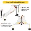 Basketball Rebounder Attachment Automatic, Indoor Outdoor Return Net Training Aid for Basketball Hoop, Basketball Shot Returner System with Rotatable Brackets 4.8m Net view 4