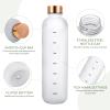 25oz/750ml Motivational Sports Water Bottle, Water Bottle with Drinking Time Marker, Wide Mouth Leakproof Sports Water Bottle, Tritan Material, BPA Free, with Shoulder Strap (White) view 3