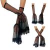 Black Long Lace Cuff Sleeves For Women Teens Girl Elegant Detachable Bowknot Decorative Sleeves Halloween Costume Gloves view 2