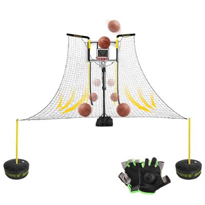 Basketball Return Attachment for Hoop with Net, Rotatable Automatic Shooting Basketball Rebounder Device for Basketball Goal, Gym School for Shot Training Efficiency