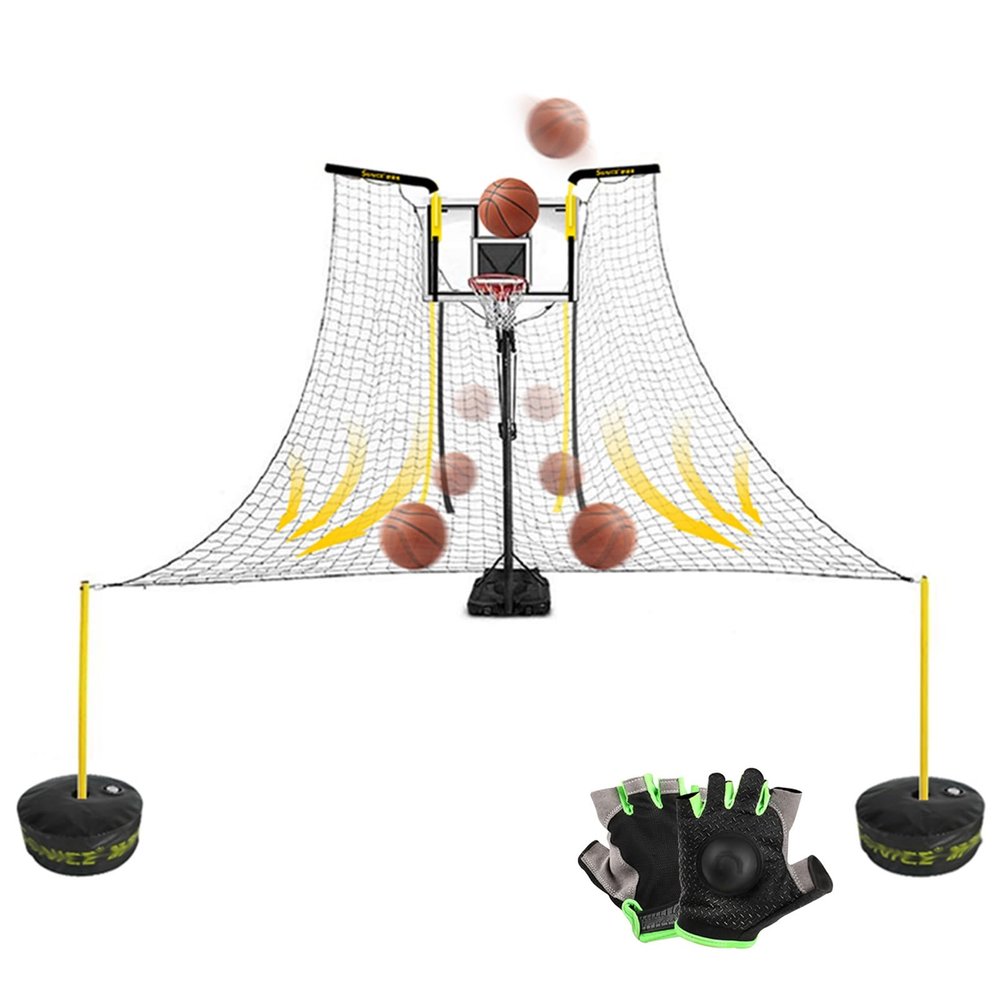 Basketball Return Attachment for Hoop with Net, Rotatable Automatic Shooting Basketball Rebounder Device for Basketball Goal, Gym School for Shot Training Efficiency