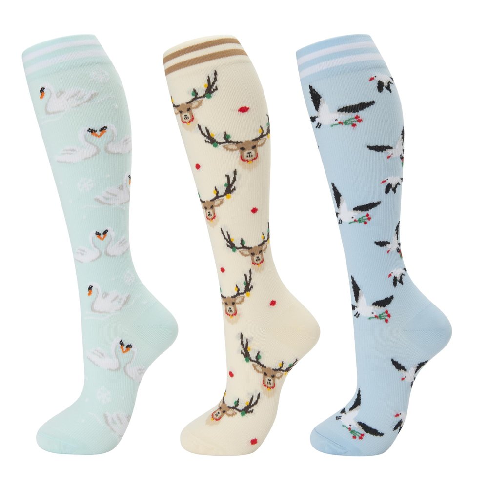 fenglaoda Compression Socks for Women Men 3 Pairs Graduated Compression Support Circulation Socks for Nurses