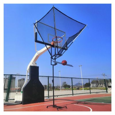 Basketball Hoop Outdoor Return Net, Gymnasium/School/Yard Movable Shooting Training Rebound Catcher on Wheels, Adjustable Height 2.5m to 3.1m, Metal Iron Frame