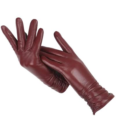 Classic Wrinkled Leather Gloves For Women Genuine Leather Gloves Sheepskin Winter Warm Gloves