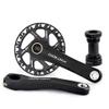MLIKYRGK Folding Bicycle Cranksets, 110/127/140/150/155/160MM Mountain Bike Crank Arms, Hollow Integrated Wide 28/30/32/34/36T Chainring Single Speed Round Narrow 7-12Speed with BB Black(32T,150mm) view 1