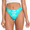 Custom Seamless Thong Images or Text for Customization Custom Sexy Funny Briefs for Women Personalized Seamless Thong with Photo Mom Wife Birthday 2 Sides Design 4X-Large Cyan view 1