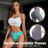 Custom Seamless Thong Images or Text for Customization Custom Sexy Funny Briefs for Women Personalized Seamless Thong with Photo Mom Wife Birthday 2 Sides Design 4X-Large Cyan view 2