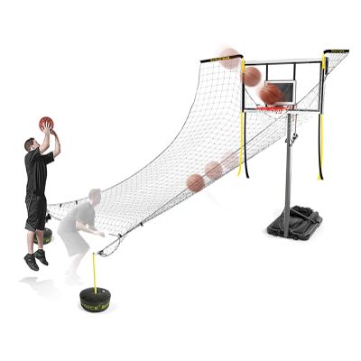 Large Basketball Return Attachment for Hoop, Ball Shot Trainer with 16x16ft Net, Automatic Ball Rebounder 90 Rotatable, Hoop Rebound Back Netting Attachment for Yard, Home & Residential Use(Shooting