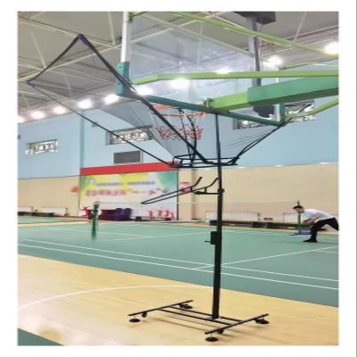 Movable Basketball Hoops Return Net with Brake Wheels, Adjustable Height Quick Dunk Trainer Rebound System for People of Different Heights, Black Iron Frame