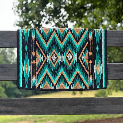 EQUIEMPRESS Horse Western Ranch Saddle pad/New Zealand Wool Western Saddle Blanket Top Wool Pad Sensor Flex (Customization Available) A228 (36" x 40")