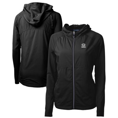 Cutter & Buck Women's Black Green Bay Packers Adapt Eco Knit Hybrid Recycled Full-Zip Jacket