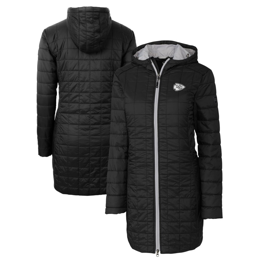 Cutter & Buck Women's Black Kansas City Chiefs Rainier PrimaLoft- Eco Insulated Full-Zip Hoodie Long Coat