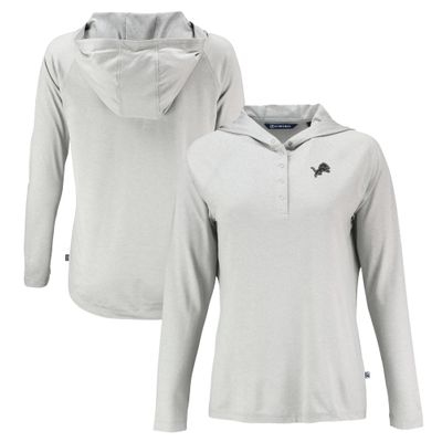 Cutter & Buck Women's Gray Detroit Lions Coastline Epic Comfort Eco Recycled Long Sleeve Hoodie T-Shirt