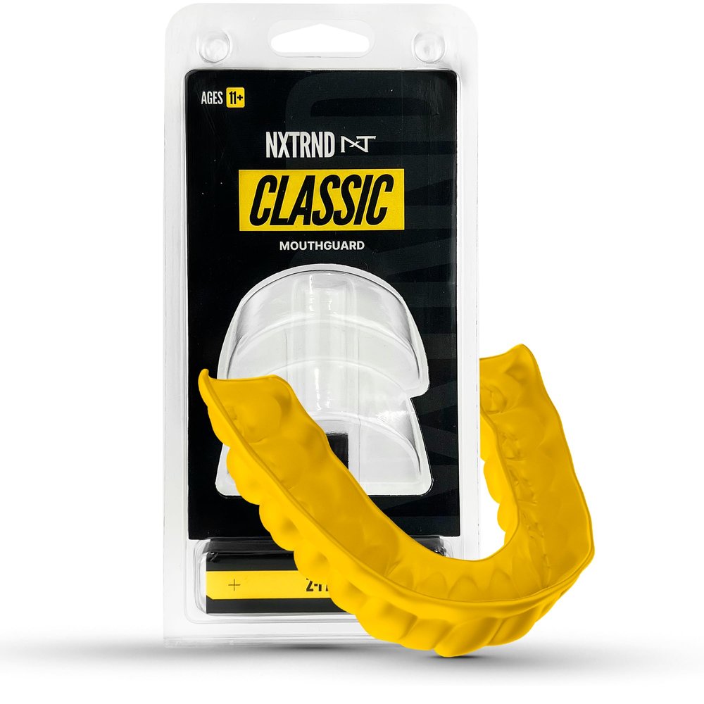2 Pack Nxtrnd Classic Mouthguard, Custom Fit Sports Mouthpiece for Football, Boxing, MMA, Basketball, Hockey, Lacrosse, Youth & Adult (Yellow)