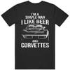 1969 Corvette I'm A Simple Man I Like Beer and Corvettes American Muscle Car T Shirt M Black view 1