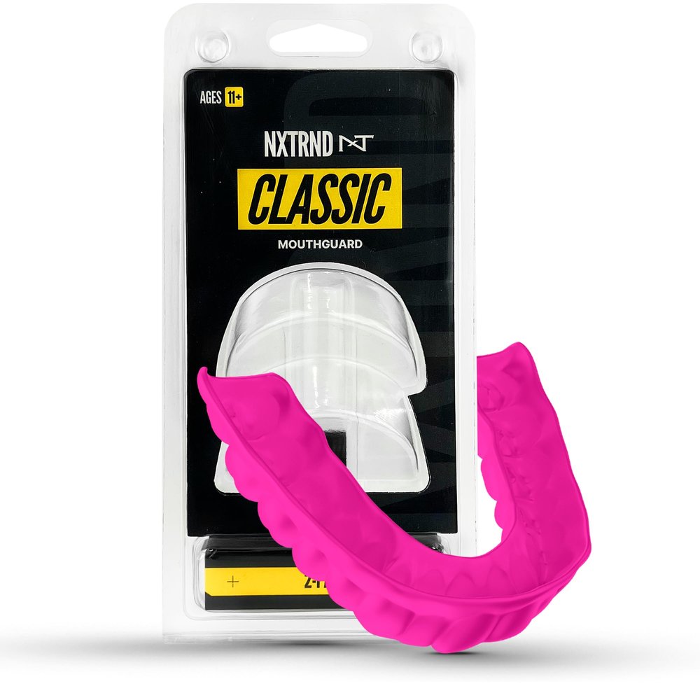 2 Pack Nxtrnd Classic Mouthguard, Custom Fit Sports Mouthpiece for Football, Boxing, MMA, Basketball, Hockey, Lacrosse, Youth & Adult (Pink)