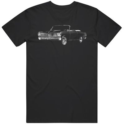 1963 Chevy Nova Front Three Quarter View Silhouette Classic American Muscle Car T Shirt XL Black