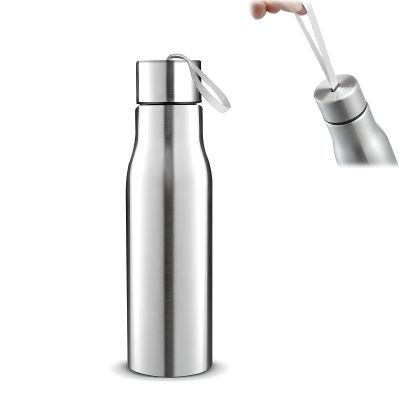 500ml Stainless steel fitness water bottle; wide mouth leak-proof sports water bottle; BPA-free; with shoulder strap; suitable for office, travel, outdoor sports (500ml/17oz)