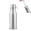500ml Stainless steel fitness water bottle; wide mouth leak-proof sports water bottle; BPA-free; with shoulder strap; suitable for office, travel, outdoor sports (500ml/17oz) view 1
