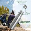 500ml Stainless steel fitness water bottle; wide mouth leak-proof sports water bottle; BPA-free; with shoulder strap; suitable for office, travel, outdoor sports (500ml/17oz) view 4