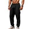 Abborora Men's Side Stripes Pants Summer Drawstring Long Pants Beach Pants (Large,Black) view 1