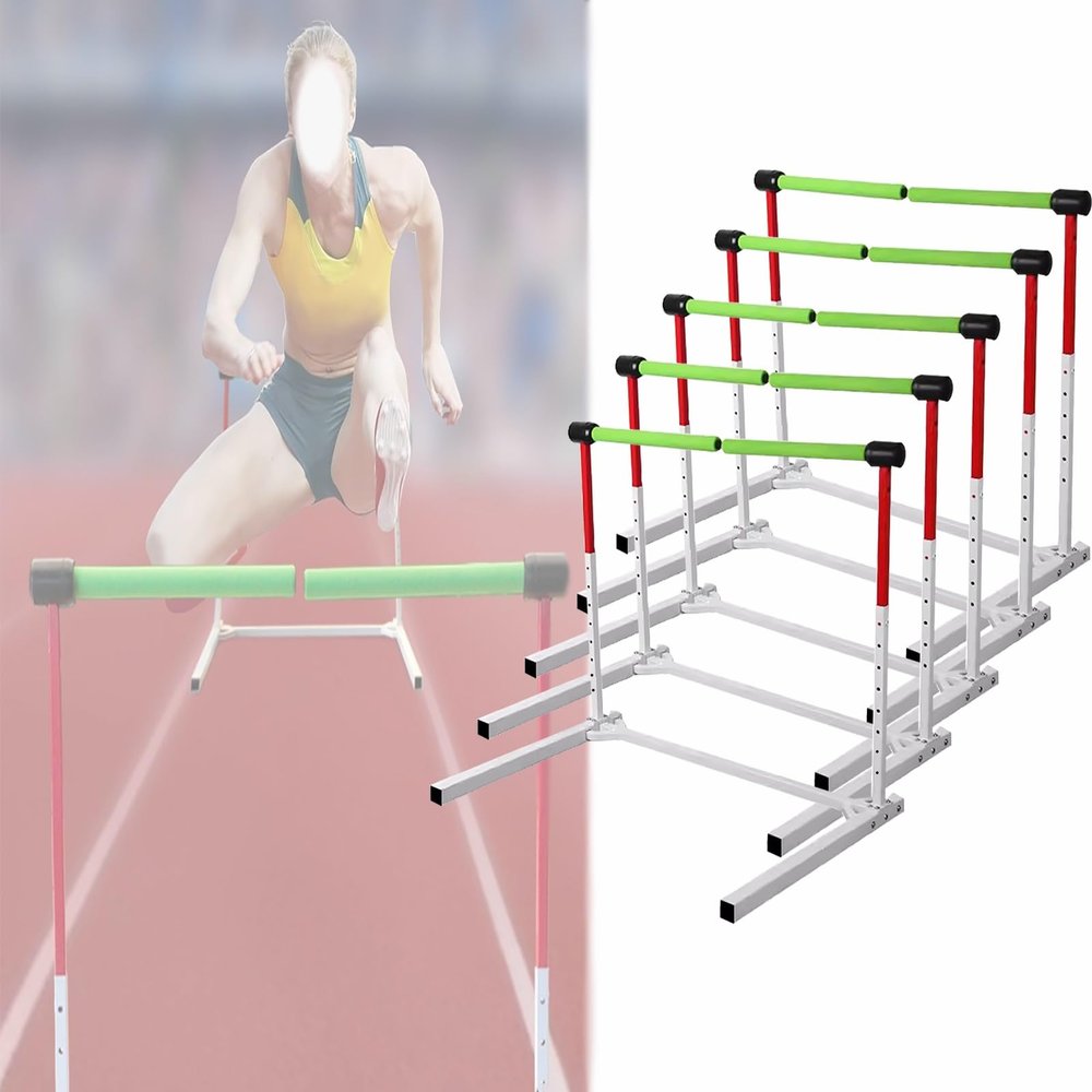 HDYZJQ Metalized Foam Hurdles Track and Field, Set of 5 Speed Training Hurdles for Kids Adults, Adjustable Height Agility Training Equipment, Easy Assembly(Adults)