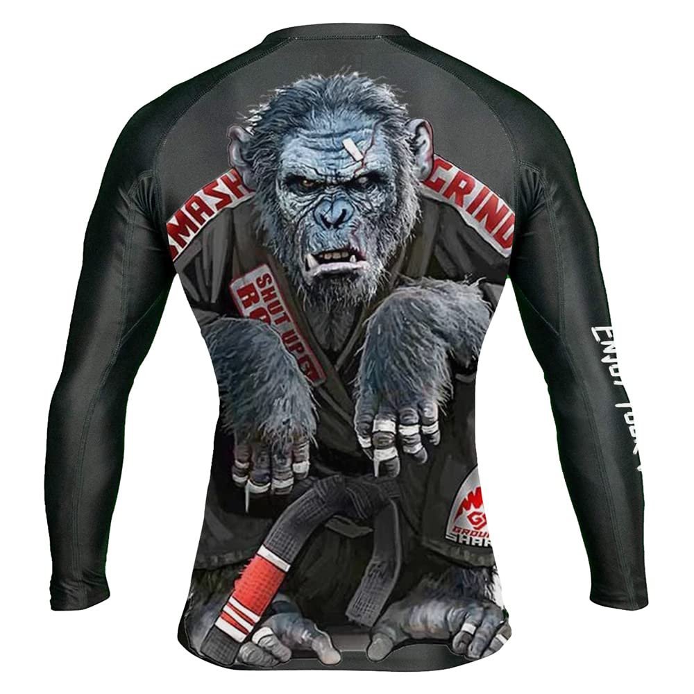DEHAHA Men's Fitness Training Rash Guard Grappling Gear Fight Wear, X-Large