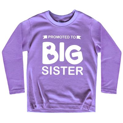 Promoted to Big Sister Shirt for Little Girls Toddler Baby Announcement Outfits (US, Age, 3 Years, Purple - Long Sleeve)