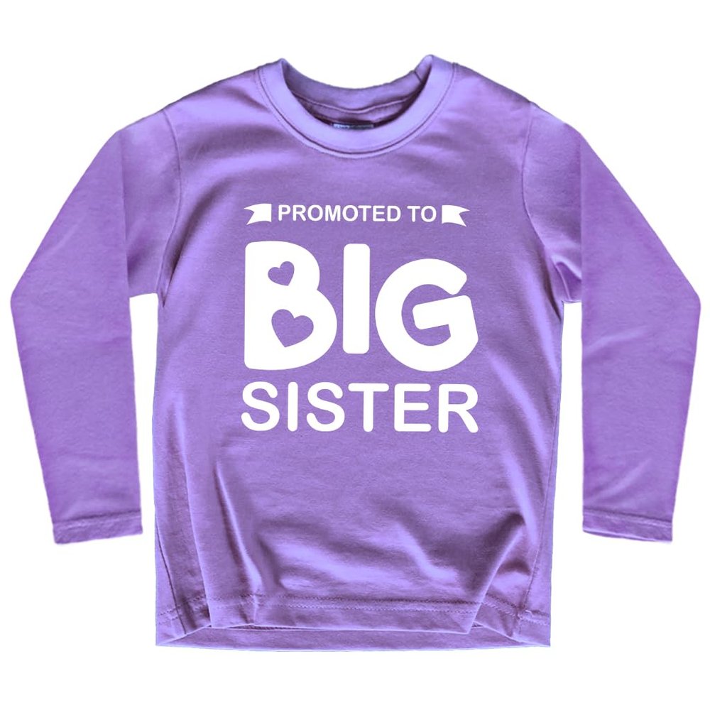 Promoted to Big Sister Shirt for Little Girls Toddler Baby Announcement Outfits (US, Age, 3 Years, Purple - Long Sleeve)