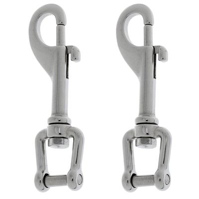 2X Single End Bolt Hook Shackle, Marine Grade 316 Stainlee
