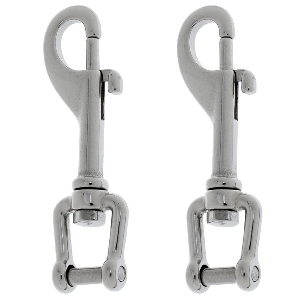 2X Single End Bolt Hook Shackle, Marine Grade 316 Stainlee