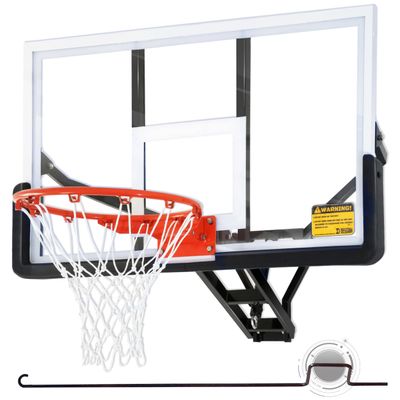 Defulion 54.5" Wall Mounted Basketball Hoop Shatterproof PC Backboard Basketball Goal with Adjustable Height for Garage, Indoor & Outdoor Use