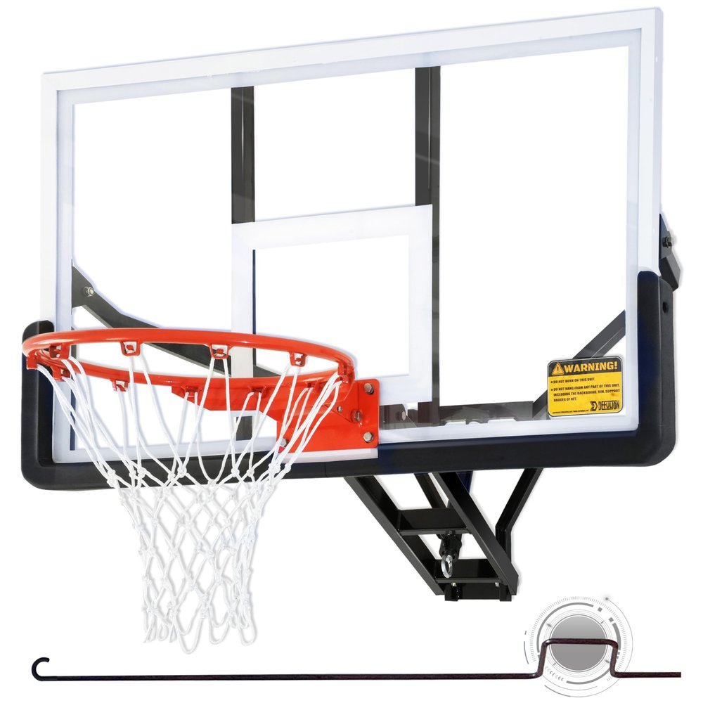 Defulion 54.5" Wall Mounted Basketball Hoop Shatterproof PC Backboard Basketball Goal with Adjustable Height for Garage, Indoor & Outdoor Use