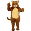Brown Furry Cat Mascot Costume Adult Size for Men & Women with Built-in Fan Inside the Head view 1