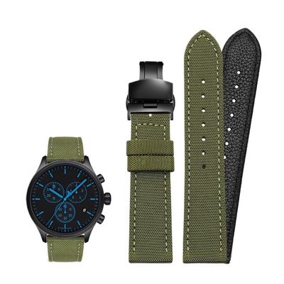 18mm 19mm 20mm 21mm 22mm 23mm 24mm Nylon Canvas Watch Band Universal Bracelet for Men Women Sport fit for Tissot fit for Timex fit for Seiko watch(Green-black buckle,24mm)