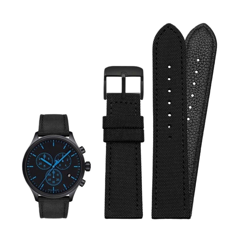 18mm 19mm 20mm 21mm 22mm 23mm 24mm Nylon Canvas Watch Band Universal Bracelet for Men Women Sport fit for Tissot fit for Timex fit for Seiko watch(Black-black pin,18mm)