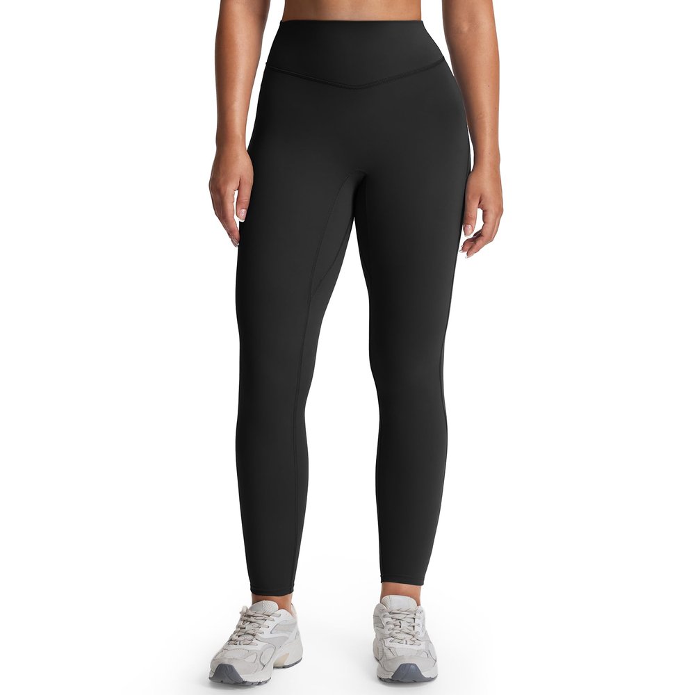 Aoxjox Womens Workout Leggings Metamorph Mid-Rise Hidden Scrunch Tummy Control Gym Training Yoga Pants 27" (Black, Medium)