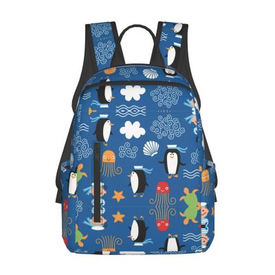AOLXDE Penguin Turtle Lightweight Outdoor Backpack Functional Bag For Travel Work And Hiking Backpack For Men