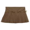 Sywiyi Kids Girls Pleated Skirts High Waist Bowknot Short Skirt School Uniform Summer Mini Skirt Coffee 2-3 Years view 3