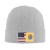 MULIHU Ripped Style American and Flag of New Jersey Beanie Hat for Men Women Winter Warm Knit Hats Ski Hat Skull Cap Gray view 2
