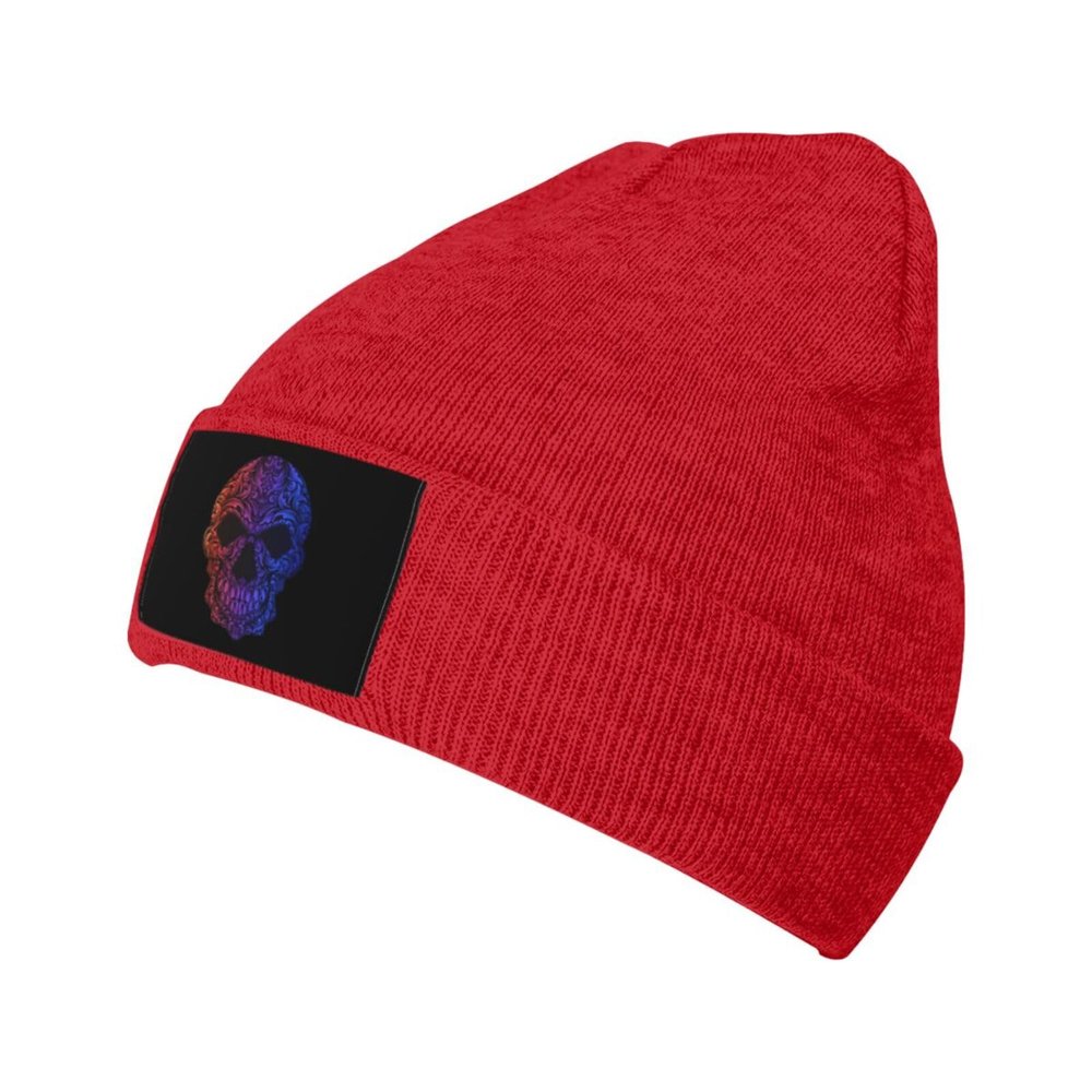 MULIHU Skeleton with Neon Lights Beanie Hat for Men Women Winter Warm Knit Hats Ski Hat Skull Cap