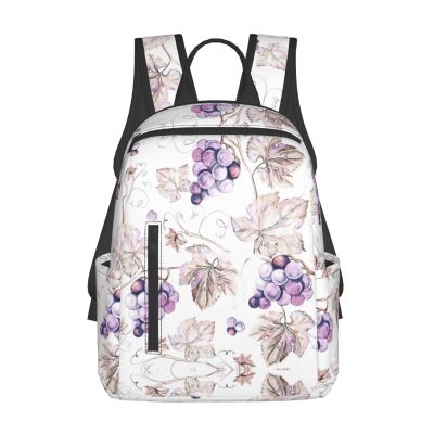 AOLXDE Grape Leaves Lightweight Outdoor Backpack Functional Bag For Travel Work And Hiking Backpack For Men